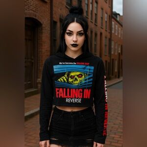 Autographed by Ronnie Radke - Falling In Reverse Black Cropped Hoodie NWOT
